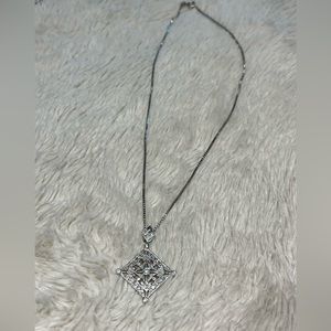 Silver Necklace Diamond shaped Piece